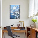 Winter lakeside town and snowy scenery merge together to form a landscape poster wall art suitable for living room bedroom and office by CozyNest Decor