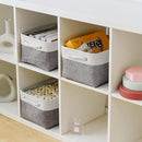 TheWarmHome Storage Bins for Shelves - 13.8L×9.8W×6.7H inch 3 Pack Medium Collapsible Storage Baskets for Organizing | Fabric Storage Cubes for Linen Closet Toy Home (White&Grey) by TinyTreasures Baby Boutique