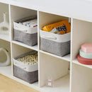 TheWarmHome Storage Bins for Shelves - 13.8L×9.8W×6.7H inch 3 Pack Medium Collapsible Storage Baskets for Organizing | Fabric Storage Cubes for Linen Closet Toy Home (White&Grey) by CozyNest Decor