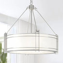 20.4''Drum Chandelier,5-Light Brushed Nickel Modern White Fabric Chandeliers,Farmhouse Round Pendant Light Fixture for Dining Room Kitchen Island Living Room Bedroom Hallway by CozyNest Decor