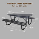 4FT Metal Picnic Tables for Outdoors, Commercial Rectangular Picnic Table and Bench Set for Outside, Patio, Garden, Backyard, Porch, Surface Mount, Black by GreenHaven Gardens