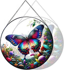 RIVEENY Butterfly Stained Glass Window Hangings, 8" Monarch Butterfly Hanging Stained Glass for Windows, Sun Catcher Garden Hangings Christmas Mother's Day, Valentine's Day Ornaments Festival Gift by GreenHaven Gardens