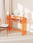 Acrylic Console Table, Entryway Table with Storage Shelves (1, 39.4 * 31.5 * 11.7 inches) (Orange) by CozyNest Decor