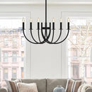 Black Dining Room Chandelier, LED Hanging Lamp Ceiling, Modern Round Candle Pendant Light Fixtures for Farmhouse Living Room Bedroom Kitchen Island (Black-C 6Lights) by CozyNest Decor
