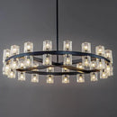 Modern Black Crystal Chandelier,36" K9 Crystal Chandeliers for Dining Room Over Table,Wagon Wheel Chandeliers for Dining Room,Living Room,Foyer,Includes 36XG4 Bulbs by CozyNest Decor