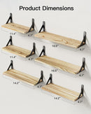 AMADA HOMEFURNISHING Wall Shelves Set of 6, Rustic Farmhouse Style, Wood Floating Shelves for Wall Decor, Bathroom & Bedroom Storage, Living Room Book Shelves, 6pcs by TinyTreasures Baby Boutique