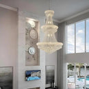 31 - Light Large Empire Crystal Chandelier for High Ceiling Foyer Entryway Staircase Living Room Dining Room Chrome Finish by CozyNest Decor