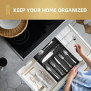 Silverware Organizer Kitchen Drawer Organizer Utensil Organizer Bamboo Silverware Holder Cutlery Organizer in Drawer Flatware Organizer Tray(7 slots, Black by CozyNest Decor