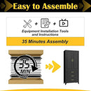 75" Kitchen Pantry Cabinet with 3 Drawers,Metal Storage Cabinets with Doors and 4 Adjustable Shelves,Black Kitchen Cabinet with 2 Gold Handles,Food Cupboard for Livingroom, Bathroom,Pantry