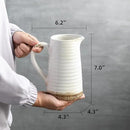 Quoowiit Ceramic Rustic Vase with Handle, White Distressed Decorative Farmhouse Pitcher Vase for Home Decor Living Room Bedroom Kitchen Office Shelf Decor Centerpiece Table Decoration by GreenHaven Gardens