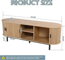 62" Tambour Door TV Stand,Wood Mid Century Modern TV Cabinet for Up to 75“ TV,Curved Edge Long TV Stand with Storage for Bedroom Living Room (Natural, 62.2inch) by CozyNest Decor