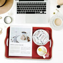 Spsyrine Large Red Decorative Tray, Elegant Plastic Serving Tray with Handles, Coffee Table Tray for Ottoman, Living Room, Home Decor 17.3"*11.8"*2" by CozyNest Decor