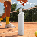 Insulated Water Bottle with Straw Stainless Steel Water Bottle, Leak-Proof, BPA-Free, Double Wall Vacuum Keeps Cold for 24 Hours for Sports, Travel, School (18 oz, Polar White) by CozyNest Decor