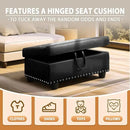 Ottoman Rectangular Storage Ottoman Bench, Faux Leather Footrest, Coffee Table, Stool Footstool with Hinged Lid for Living Room, Bedroom, Entryway, Black, 28.5"x19"x17.5" by CozyNest Decor