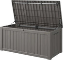KAMABOKO Outdoor Storage Box, 120 Gallon Large Outdoor Resin Deck Box, Storage Waterproof Boxes Lockable Lid for Garden Tools, Pool Supplies, Patio Furniture and Cushions, Grey by CozyNest Decor