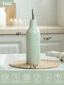famiware Jupiter 16oz Ceramic Olive Oil Dispenser Bottle, 1 Piece Oil Dispenser for Kitchen with Stainless Steel Pourers, Suitable for Storage Vinegar, Soy Sauce, Coffee Syrup, Light Green by CozyNest Decor
