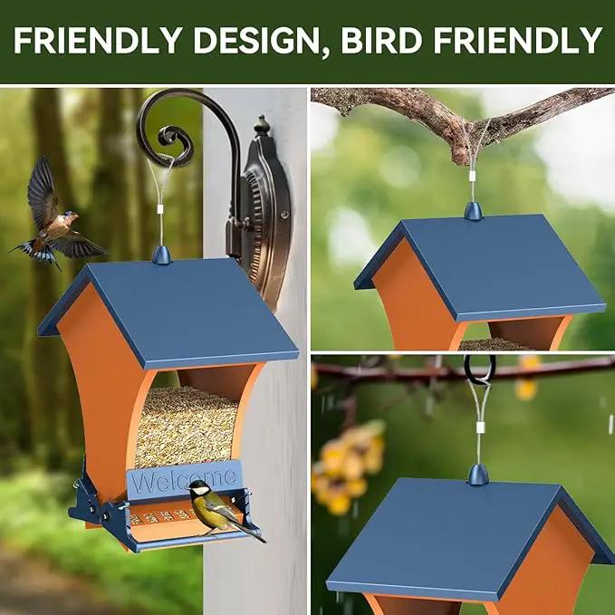 Wildpark Squirrel Proof Bird Feeders for Outdoors, 5LB Metal Hanging Feeders, Large Wild Feeders for Cardinals, Chickadees, Durable Backyard Feeders-One in Orange, photo 6 of 7