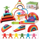 40-Piece Wooden Rainbow Stack Set, 4-in-1 Building Blocks preschoolers Early Development & Activity Toys Montessori Toys for Kids 3, 4, 5, 6 Years and Older Gifts for Boys and Girls by TinyTreasures Baby Boutique