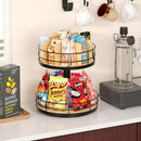 Snack Organizer - Versatile Snack Storage 2 Tier Lazy Susan with Convenient Grab-and-Go Design, Wood and Metal Snack Holder for Home, Office, Breakroom, 12.13" L x 12.13" W x 12.56" H by CozyNest Decor
