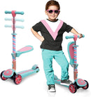 SKIDEE Kick Scooters for Kids Ages 3-5, Adjustable Height Foldable Scooter with Removable Seat, 3 LED Light Wheels, Rear Brake, Wide Standing Board, Suitable Up to 12 Year Old Boys/Girls by TinyTreasures Baby Boutique