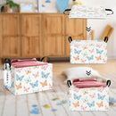 Rectangular Folding Laundry Basket,waterproof Canvas Basket,gift basket,Suitable for children's room,Office,Clothes,Toys Storage(Colorful butterfly) by TinyTreasures Baby Boutique