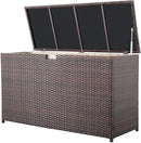 Super Patio Wicker Outdoor Patio Storage Box Waterproof, 120 Gallon Large Deck Box Rattan Storage Bin for Cushions, Garden Tools, Pool, Brown by CozyNest Decor