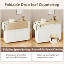 Kitchen Island with Drop Leaf & Power Outlet, Rolling Kitchen Island on Wheels with Trash Can Storage, Island Table Bar Cart with Spice Rack, Towel Rack, Drawers, Mobile Kitchen Carts on Wheels by CozyNest Decor