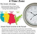CLXEAST 18 Inch Illuminated Outdoor Indoor Atomic Analog Wall Clock with Temperature & Humidity Combo, Lighted Outdoor Clocks for Patio Large Waterproof with Thermometer, Modern Morning Silver/Gold by CozyNest Decor