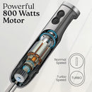 Zulay 4-in-1 Immersion Stick Mixer Hand Blender - 800 Watts, 12 Speeds, 5-ft Power Electric Cord, Handheld Portable, Stainless Steel Blades - With Whisk, Frother & Stick Blender Attachments - Gray by TinyTreasures Baby Boutique