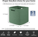 OIAHOMY Storage Cubes 11 Inch Storage Bins-3 Pack, Cotton Rope Woven Baskets for Organizing, Square Baskets for Shelves Organizer, Classroom, Toy Basket, Green by TinyTreasures Baby Boutique