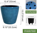 Dexceder 13x12 Self Watering Planter with Wheels Indoor Outdoor, Inner Pot Design, Thickened Large Floor Standing Flower Plant Pot with Water Level Indicator (Peacock Blue Gradient) by GreenHaven Gardens