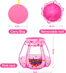 Baby Ball Pit for Toddler with 50 Balls, Kids Pop Up Play Tent for Girls, Princess Toys for Children Indoor & Outdoor Playhouse with Carry Bag by TinyTreasures Baby Boutique