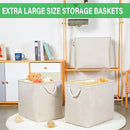 Bidtakay Extra Large Storage Baskets for Organizing Clothes Storage Bins 3 Pack Fabric Storage Bins for Shelves Linen Collapsible Organizer for Closet-Light Biege by TinyTreasures Baby Boutique