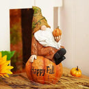 Topadorn Fall Garden Gnome Figurine Sitting on Pumpkin Statue Autumn Harvest Garden Gnomes Statue Figurine for Patio Yard Lawn Porch Decoration, Happy Fall by CozyNest Decor