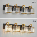 Modern Bathroom Vanity Light 4-Lights Black Gold Crystal Wall Lamp Bathroom Modern Crystal Vanity Lighting by CozyNest Decor