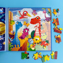 QUOKKA Magnetic Puzzles for Toddlers 4-6 - 2x48 Travel Puzzle Games for Kids Ages 3-5 Years Old - Dinosaur Car Activities Toy for Boys and Girls 2-4 yo - Space Learning Magnet for Road Trip by TinyTreasures Baby Boutique