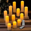 Waterproof Flickering Flameless Candles, Set of 12 Battery Operated Candles (D2.2'' x H4''5''6''7"), Outdoor Indoor Candles with 10-Key Timer Remote, Long Lasting by CozyNest Decor