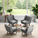 HUIMO Button-Tufted Accent Chairs Set of 2,Upholstered Reading Living Room Chair,Mid Century Modern Chair with Linen Fabric, Club Chair,Comfy Arm Chairs for Living Room,Bedroom,Light Grey by CozyNest Decor