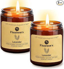 Lavender Scented Candle Set 2 Pack, Candle for Home Scented, Odor Eliminating, Stress Relief, 15oz, 110 Hours Long Lasting Candles, Soy Candle Set for Women by CozyNest Decor