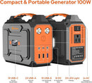 100W Portable Power Station with Foldable Solar Panel, 110V Power Bank with AC Outlet, Rechargeable Battery Generator Power supply for Outdoor, Camping, RV, Travel, Emergency Backup by TinyTreasures Baby Boutique