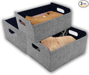 Welaxy storage baskets Felt Foldable Cube bin Shelf Bins Organizer Felt box for Kids Toys Magazine Books Clothes for Office Bedroom Closet Babies Nursery (navy x 3) by TinyTreasures Baby Boutique
