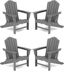 KINGYES HDPE Adirondack Chair Set of 4, Classic Oversize Adirondack Chair, Grey by GreenHaven Gardens