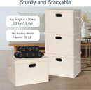 Large 17" 36 Quart Collapsible Stackable Storage Bins with Lids, 3 Packs Light Orange Linen Fabric Closet Boxes with Lids, Storage Cube Baskets Container Organizers for Office (17x12x11) by CozyNest Decor