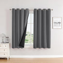 ChrisDowa 100% Blackout Curtains for Bedroom with Black Liner, 2 Thick Layers Total Blackout Thermal Insulated Grommet Window Curtains 2 Panels Set (Grey, 52 x 63 Inch) by TinyTreasures Baby Boutique