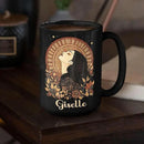 Elegant Woman Coffee Mug with Custom Name, Autumn Themed Ceramic Cup 11oz 15oz, Unique Fall Inspired Black Mug for Women, Personalized Women's Day Coffee Cup, Gifts for Holiday by CozyNest Decor
