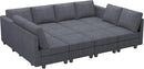 Belffin Oversized 12 Seat Modular Sectional Sleeper Sofa Convertible Sofa with Storage Seat Large Corduroy Modular Sectional Couch for Living Room Dark Grey by CozyNest Decor