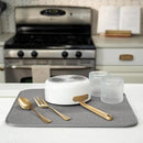 S&T INC. Dish Drying Mat, 16” x 18”, Absorbent Microfiber Kitchen Counter Mat, Dish Drying Pad for Dishes, Utensils, Pots and Pans, Large, Grey by CozyNest Decor