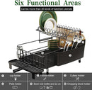 Runnatal Large Dish Drying Rack with Drainboard Set, Stainless Steel Detachable 2-in-1 Large-Capacity 2-Tier Over The Sink Anti-Rust Dish Rack and Dish Drainer for Kitchen Counter by CozyNest Decor