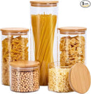 Glass Food Storage Jars with Lids[Set of 5], Perfect for Pasta, Cookies, Nuts, Coffee, Cereal, Flour, and More, Organize Your Kitchen and Pantry with these BPA-Free Glass Canisters by CozyNest Decor
