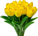 Yellow Artificial Tulip Flowers 15PCS Real Touch Faux PU Tulips Bouquet Faux Spring Flowers for Floral Arrangements Table Centerpiece Kitchen Home Mothers Day Easter Summer Decorations by CozyNest Decor